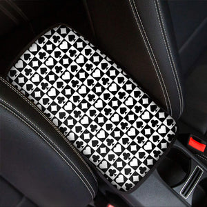 Black And White Playing Card Suits Print Car Center Console Cover