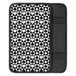 Black And White Playing Card Suits Print Car Center Console Cover