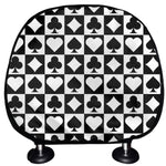 Black And White Playing Card Suits Print Car Headrest Covers