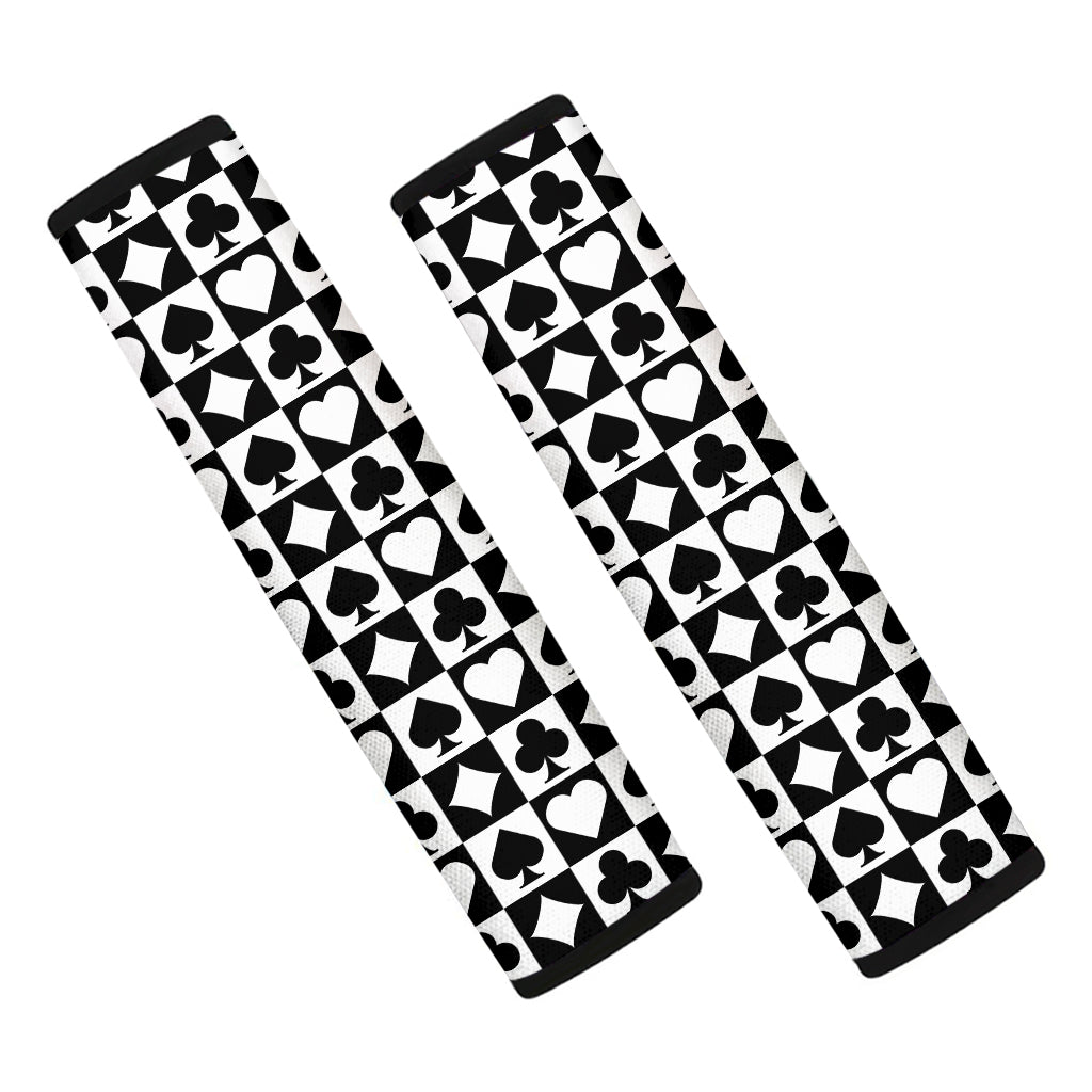 Black And White Playing Card Suits Print Car Seat Belt Covers