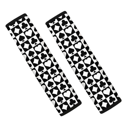 Black And White Playing Card Suits Print Car Seat Belt Covers