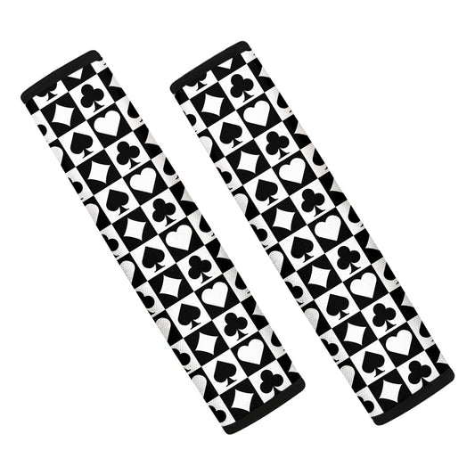 Black And White Playing Card Suits Print Car Seat Belt Covers