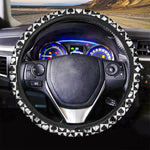 Black And White Playing Card Suits Print Car Steering Wheel Cover