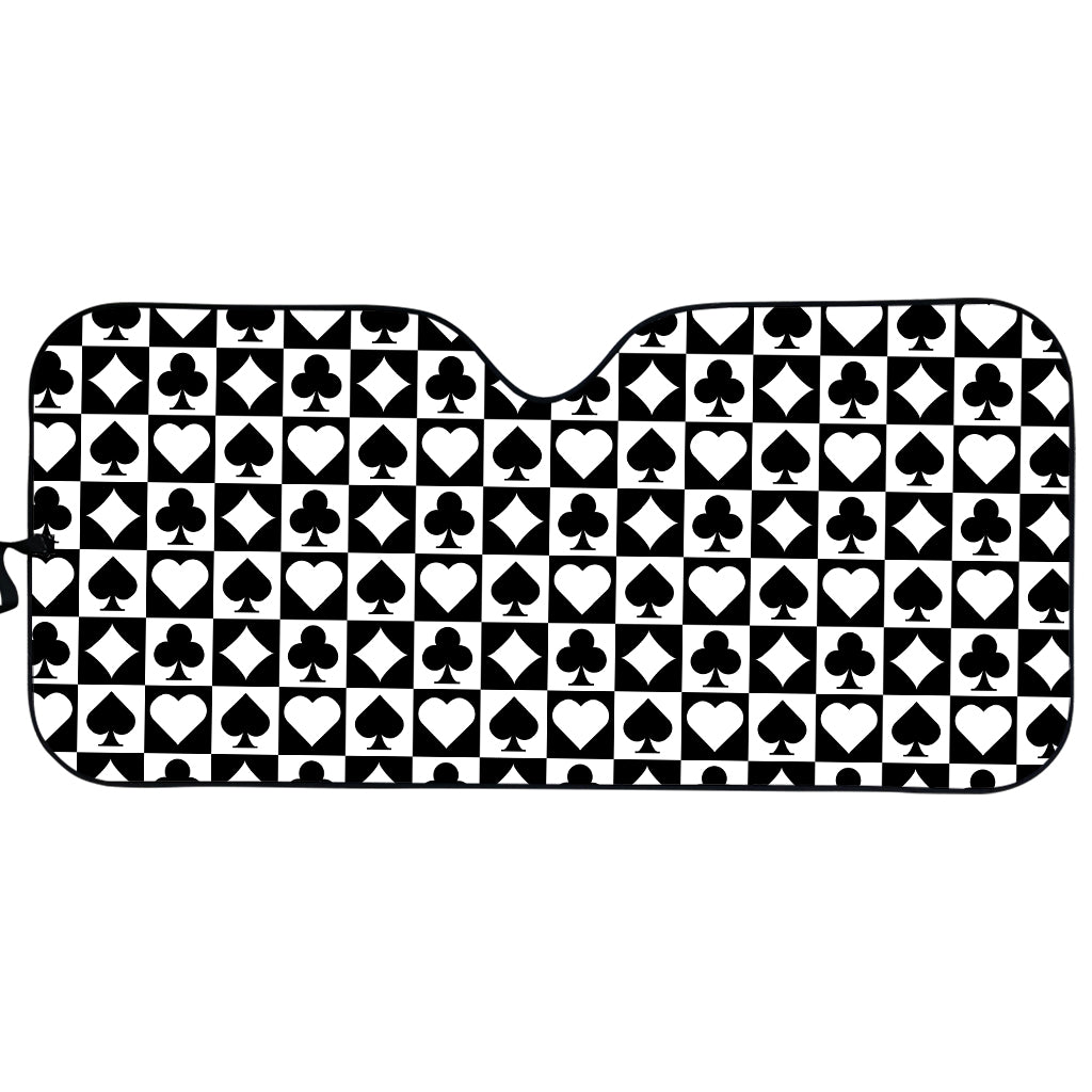 Black And White Playing Card Suits Print Car Sun Shade