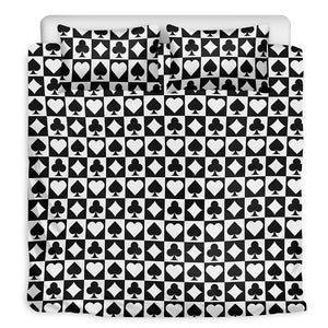 Black And White Playing Card Suits Print Duvet Cover Bedding Set