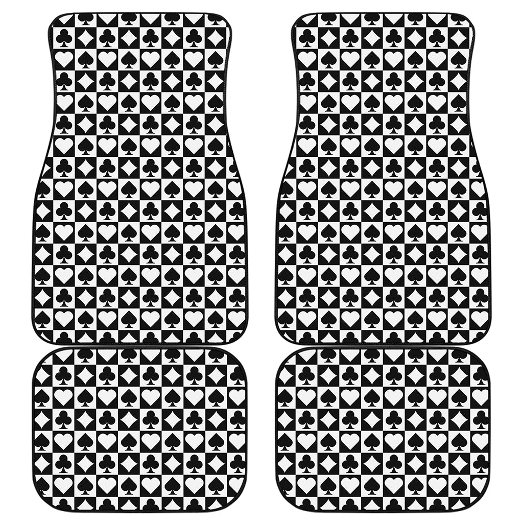 Black And White Playing Card Suits Print Front and Back Car Floor Mats