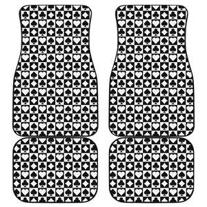 Black And White Playing Card Suits Print Front and Back Car Floor Mats