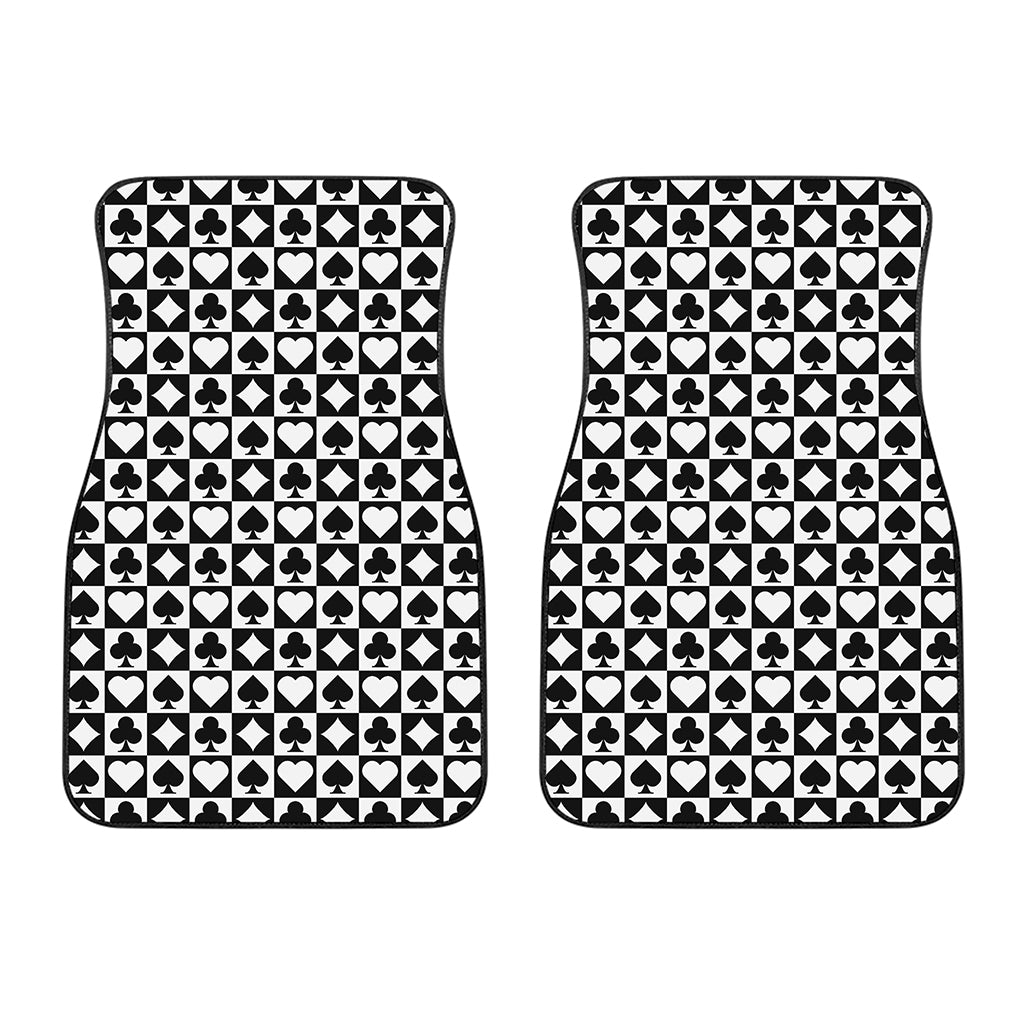 Black And White Playing Card Suits Print Front Car Floor Mats