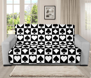 Black And White Playing Card Suits Print Futon Protector