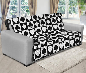 Black And White Playing Card Suits Print Futon Protector