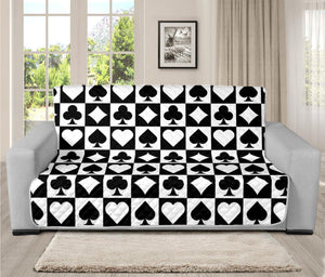 Black And White Playing Card Suits Print Futon Protector