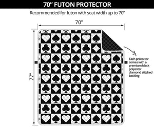 Black And White Playing Card Suits Print Futon Protector