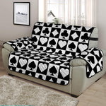 Black And White Playing Card Suits Print Half Sofa Protector