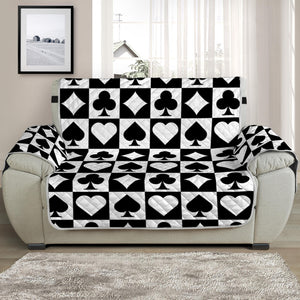 Black And White Playing Card Suits Print Half Sofa Protector