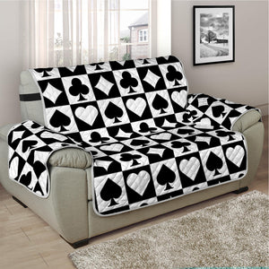 Black And White Playing Card Suits Print Half Sofa Protector