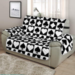 Black And White Playing Card Suits Print Half Sofa Protector