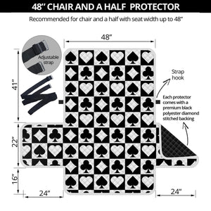 Black And White Playing Card Suits Print Half Sofa Protector