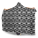 Black And White Playing Card Suits Print Hooded Blanket