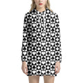 Black And White Playing Card Suits Print Pullover Hoodie Dress
