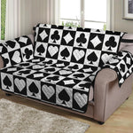 Black And White Playing Card Suits Print Loveseat Protector