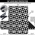 Black And White Playing Card Suits Print Loveseat Protector