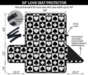 Black And White Playing Card Suits Print Loveseat Protector