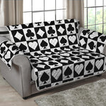 Black And White Playing Card Suits Print Loveseat Protector