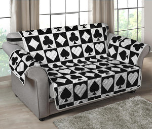 Black And White Playing Card Suits Print Loveseat Protector