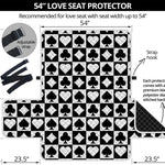 Black And White Playing Card Suits Print Loveseat Protector