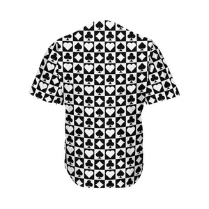 Black And White Playing Card Suits Print Men's Baseball Jersey