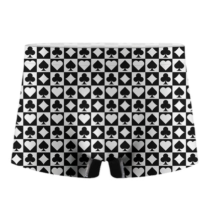 Black And White Playing Card Suits Print Men's Boxer Briefs