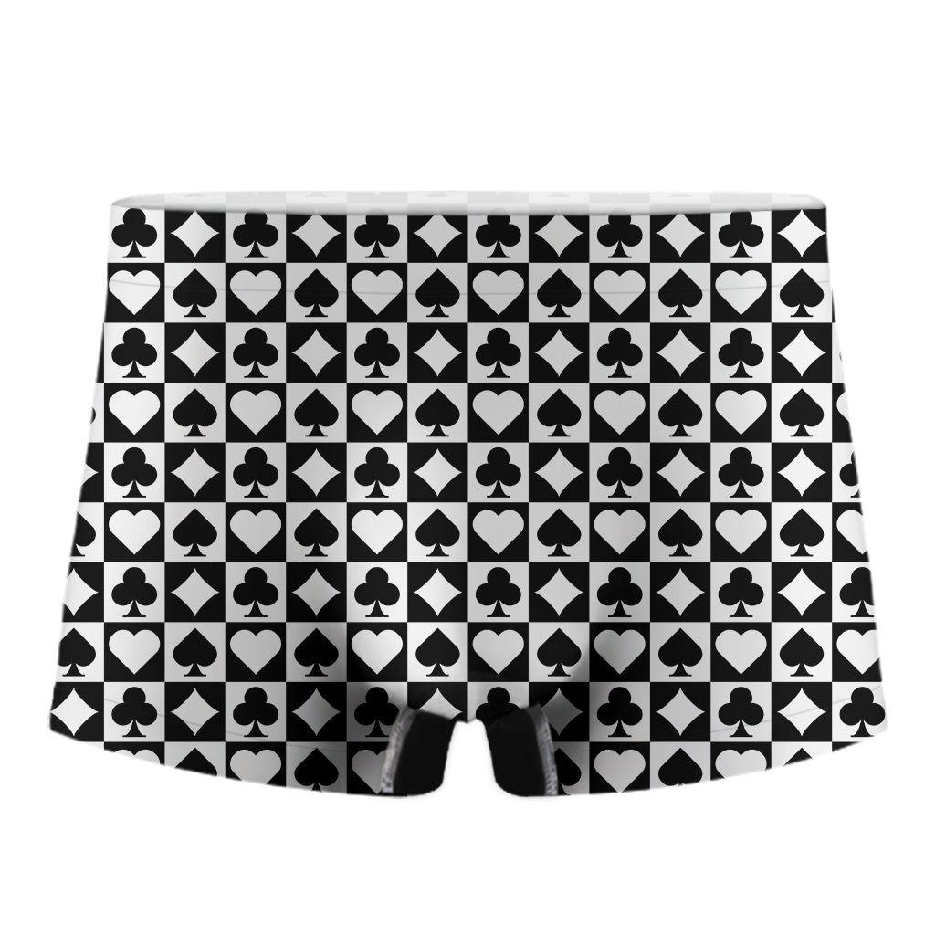 Black And White Playing Card Suits Print Men's Boxer Briefs