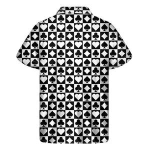 Black And White Playing Card Suits Print Men's Short Sleeve Shirt