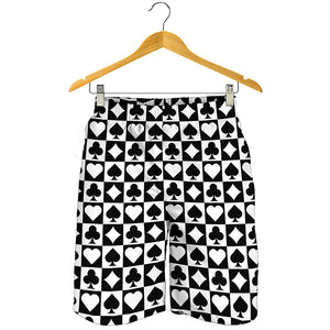 Black And White Playing Card Suits Print Men's Shorts