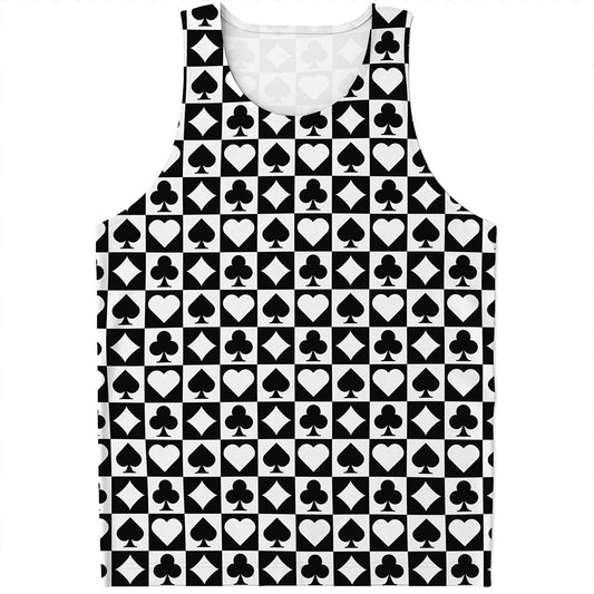Black And White Playing Card Suits Print Men's Tank Top