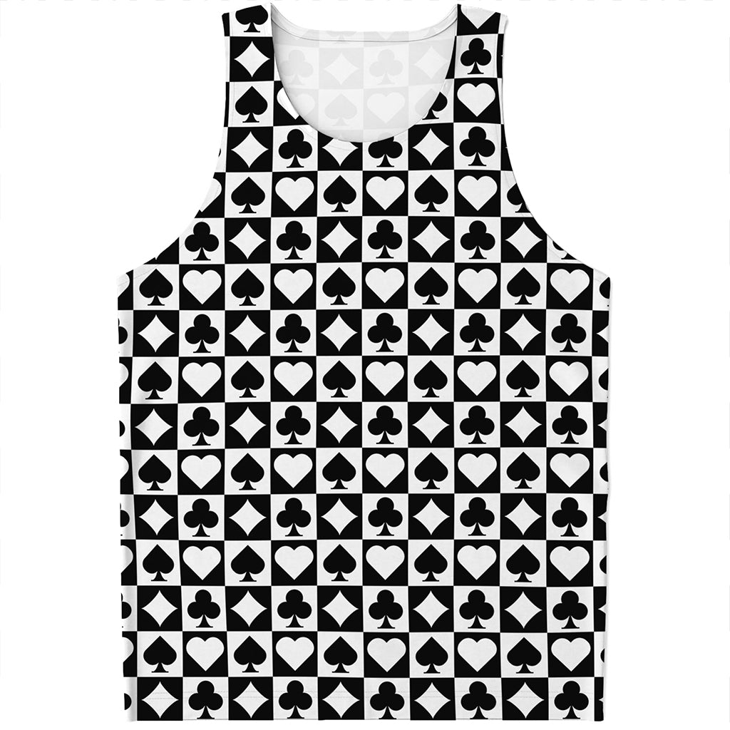 Black And White Playing Card Suits Print Men's Tank Top