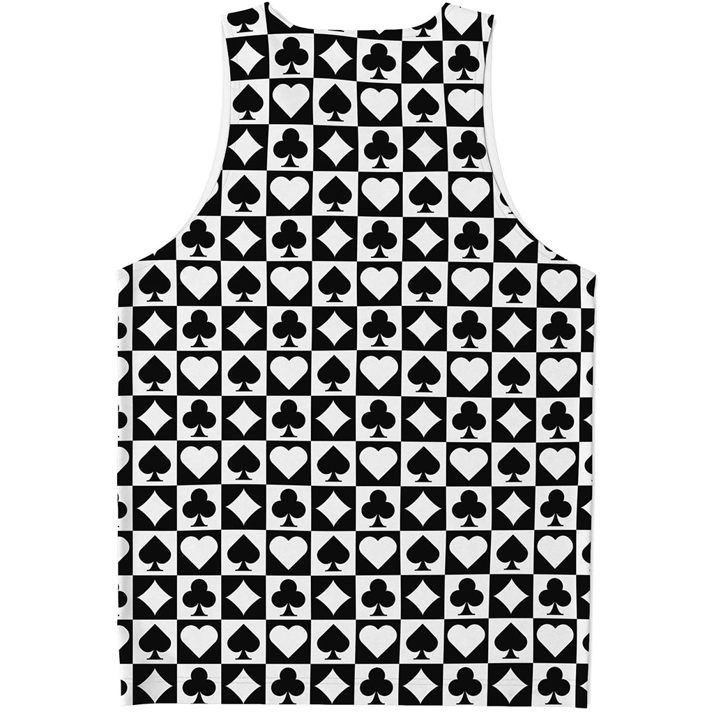 Black And White Playing Card Suits Print Men's Tank Top