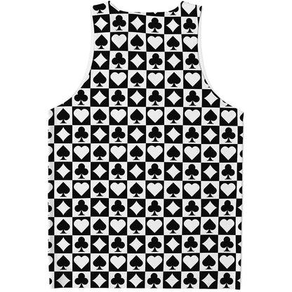 Black And White Playing Card Suits Print Men's Tank Top