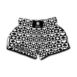 Black And White Playing Card Suits Print Muay Thai Boxing Shorts