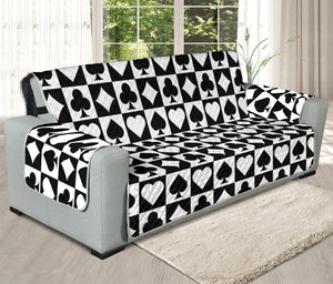 Black And White Playing Card Suits Print Oversized Sofa Protector