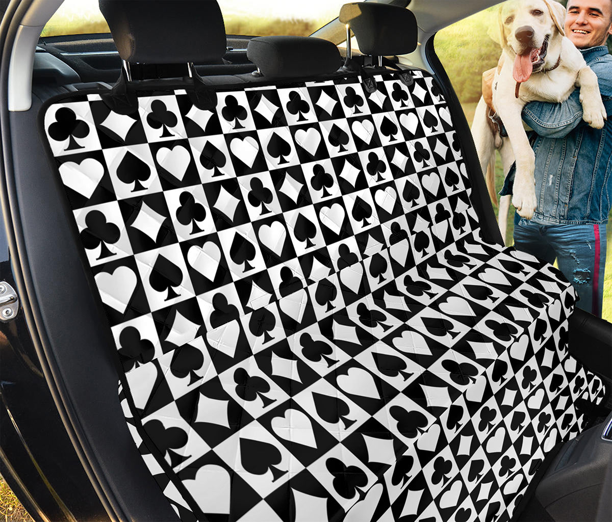 Black And White Playing Card Suits Print Pet Car Back Seat Cover