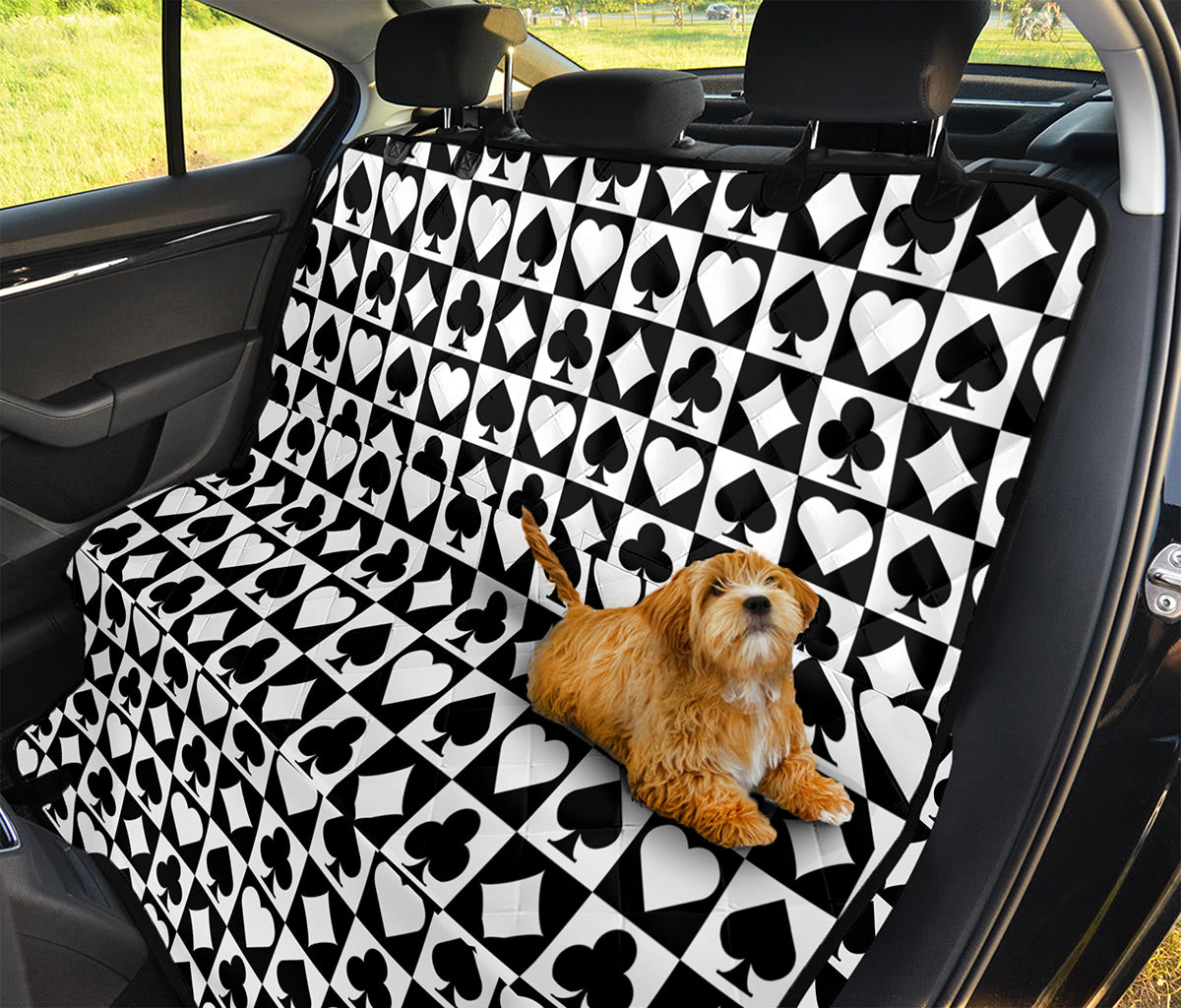 Black And White Playing Card Suits Print Pet Car Back Seat Cover