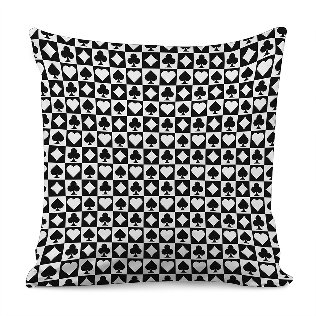 Black And White Playing Card Suits Print Pillow Cover