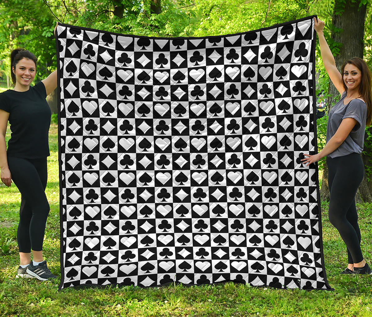 Black And White Playing Card Suits Print Quilt