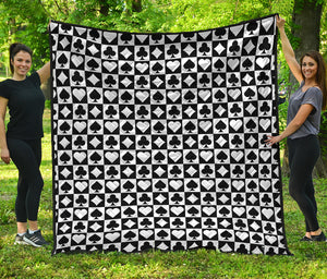 Black And White Playing Card Suits Print Quilt