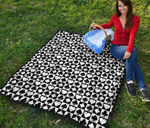 Black And White Playing Card Suits Print Quilt