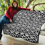 Black And White Playing Card Suits Print Quilt