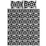 Black And White Playing Card Suits Print Quilt Bed Set