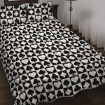 Black And White Playing Card Suits Print Quilt Bed Set