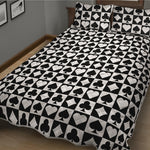 Black And White Playing Card Suits Print Quilt Bed Set